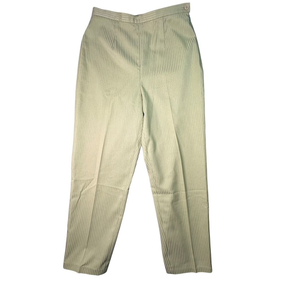 Josephine Chaus Textured Stripe High Waisted Trousers Retro Career 8 Lime Green